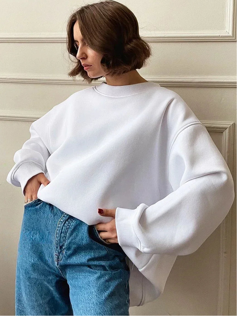 Women’s Oversized Fleece Hoodie – Warm Long Sleeve Pullover