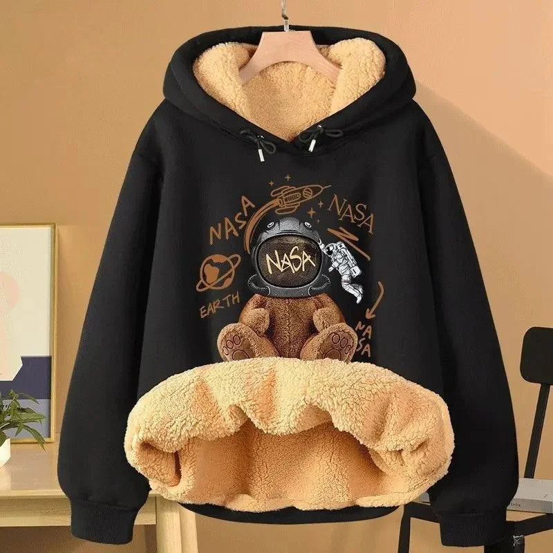 Women’s Fleece Lined Hoodie – Loose Fit Long Sleeve Pullover