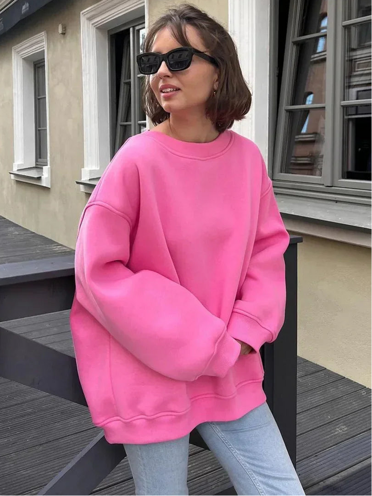 Women’s Oversized Fleece Hoodie – Warm Long Sleeve Pullover