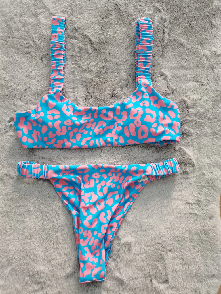 Orange Leopard Bikini Set for Women – Two Piece Swimwear