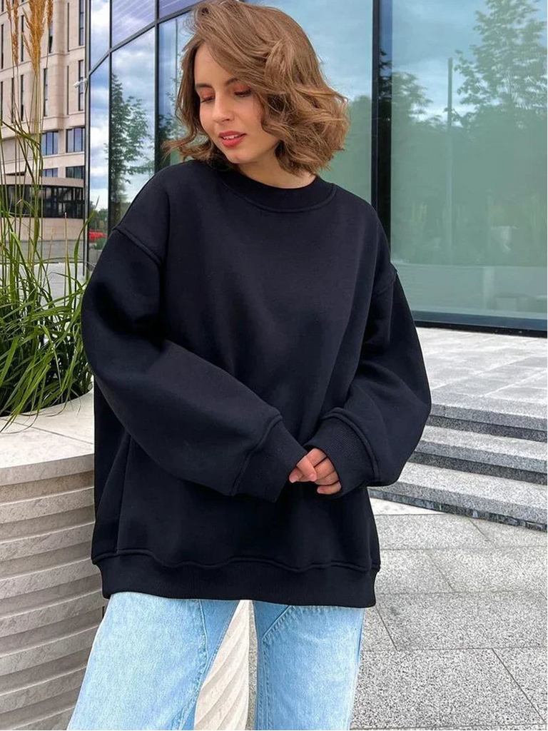 Women’s Oversized Fleece Hoodie – Warm Long Sleeve Pullover