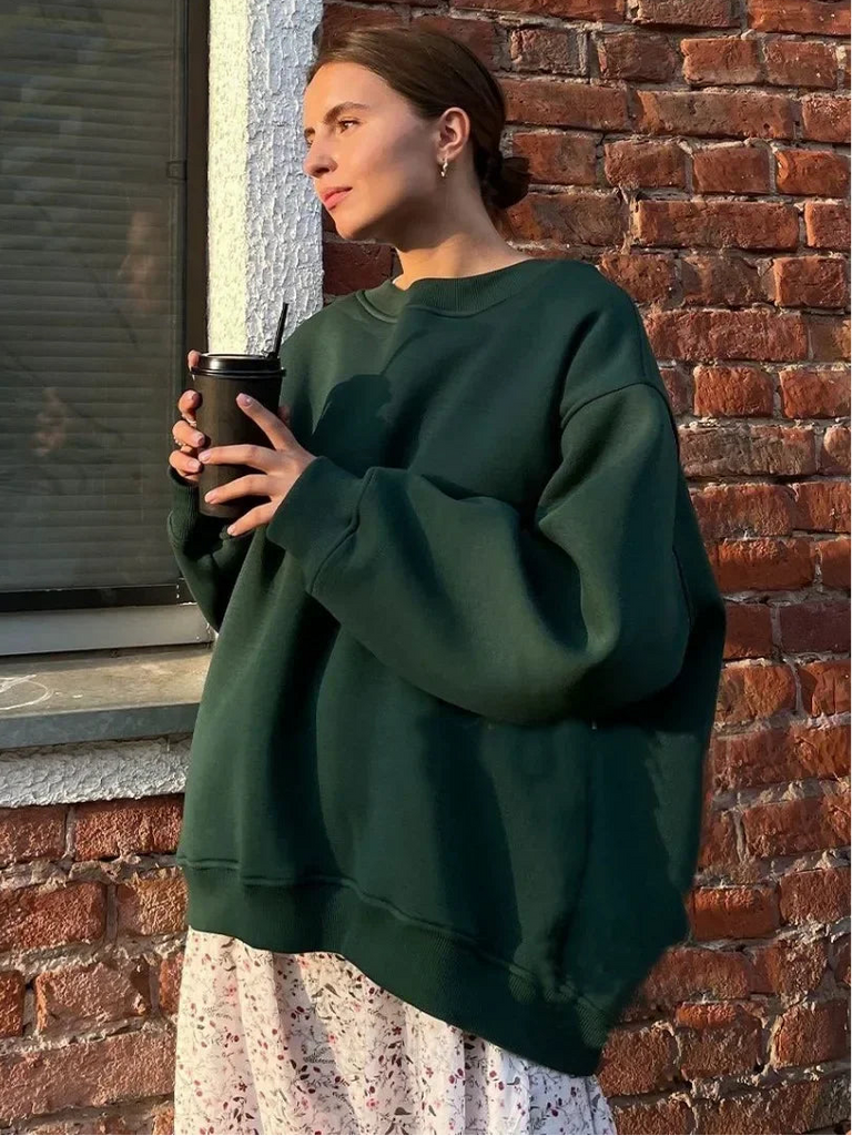 Women’s Oversized Fleece Hoodie – Warm Long Sleeve Pullover