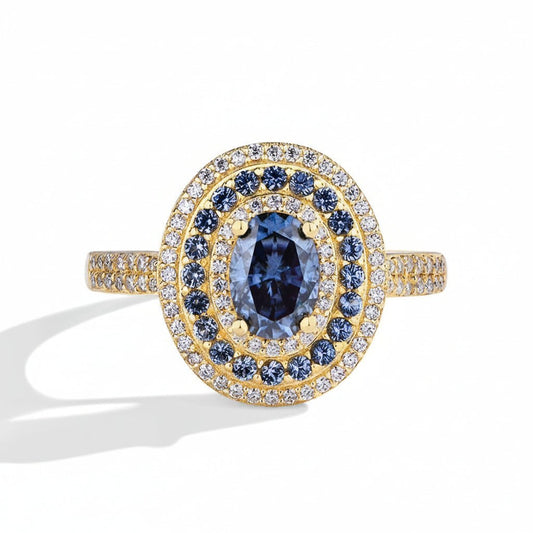 Blue Moissanite Engagement Ring - S925 Sterling Silver - Velshara store