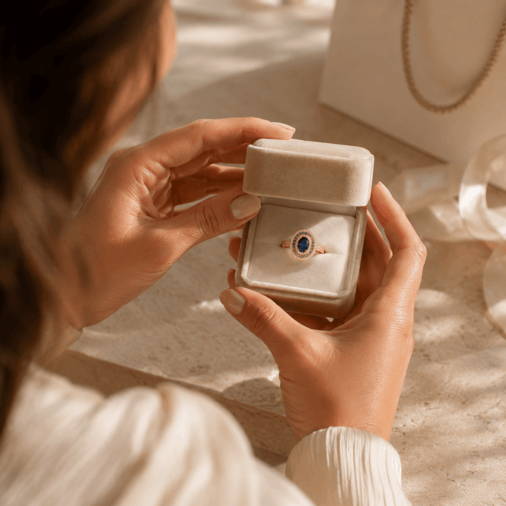 Blue Moissanite Engagement Ring - S925 Sterling Silver - Velshara store