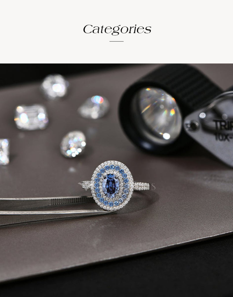 Blue Moissanite Engagement Ring - S925 Sterling Silver - Velshara store