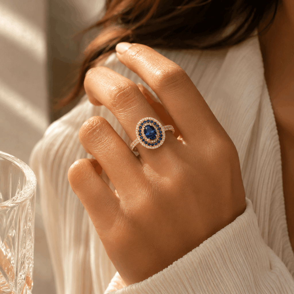 Blue Moissanite Engagement Ring - S925 Sterling Silver - Velshara store
