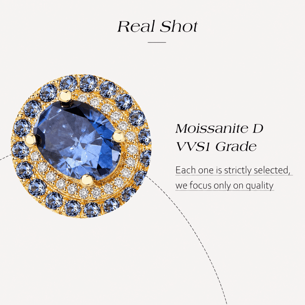 Blue Moissanite Engagement Ring - S925 Sterling Silver - Velshara store