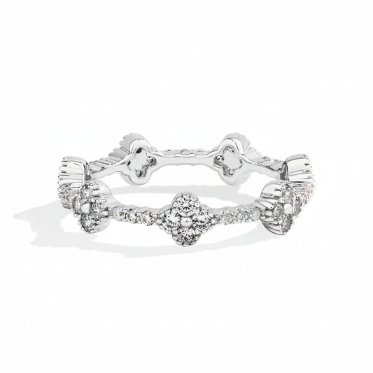 Blue Moissanite Eternity Ring – S925 Sterling Silver D Color VVS1 Wedding Band for Women - Velshara store