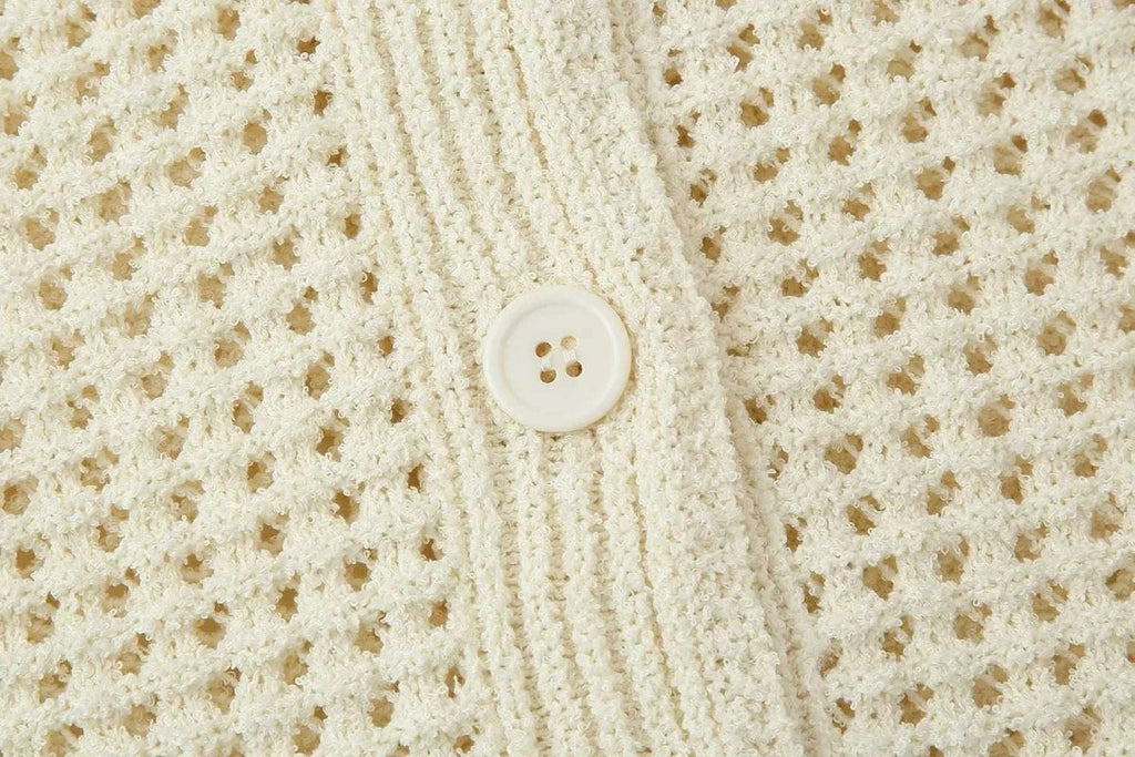 Co Ord Set for Women – Cream Knit Two Piece Summer Outfit with Fringe Detail - Velshara store