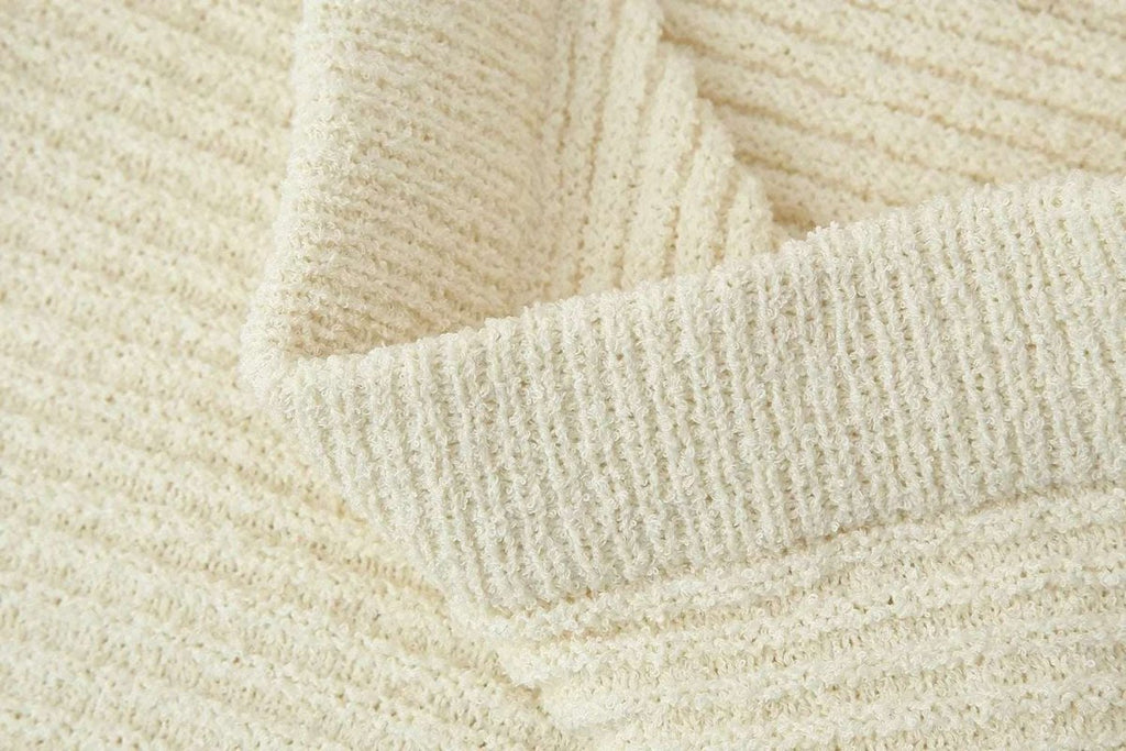 Co Ord Set for Women – Cream Knit Two Piece Summer Outfit with Fringe Detail - Velshara store