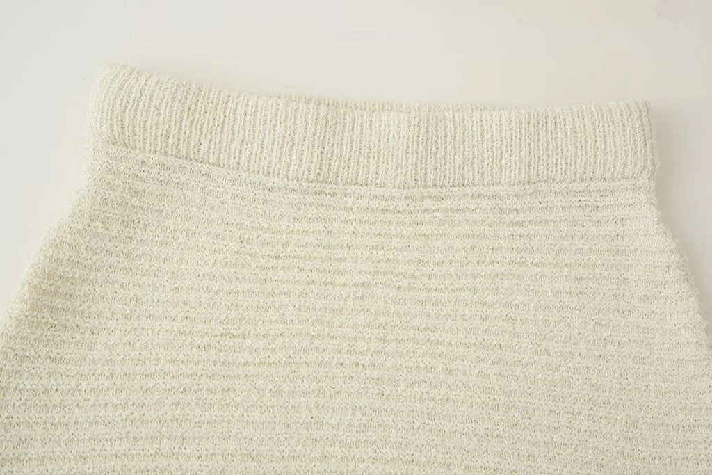 Co Ord Set for Women – Cream Knit Two Piece Summer Outfit with Fringe Detail - Velshara store