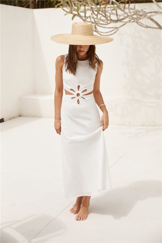 Fluttering Hearts Maxi Dress White - Velshara store
