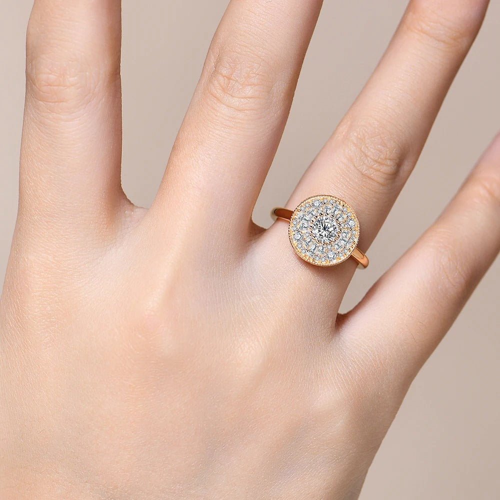 Luxury Moissanite Halo Ring – S925 Sterling Silver Round Cut D Color VVS1 Engagement Ring for Women - Velshara store