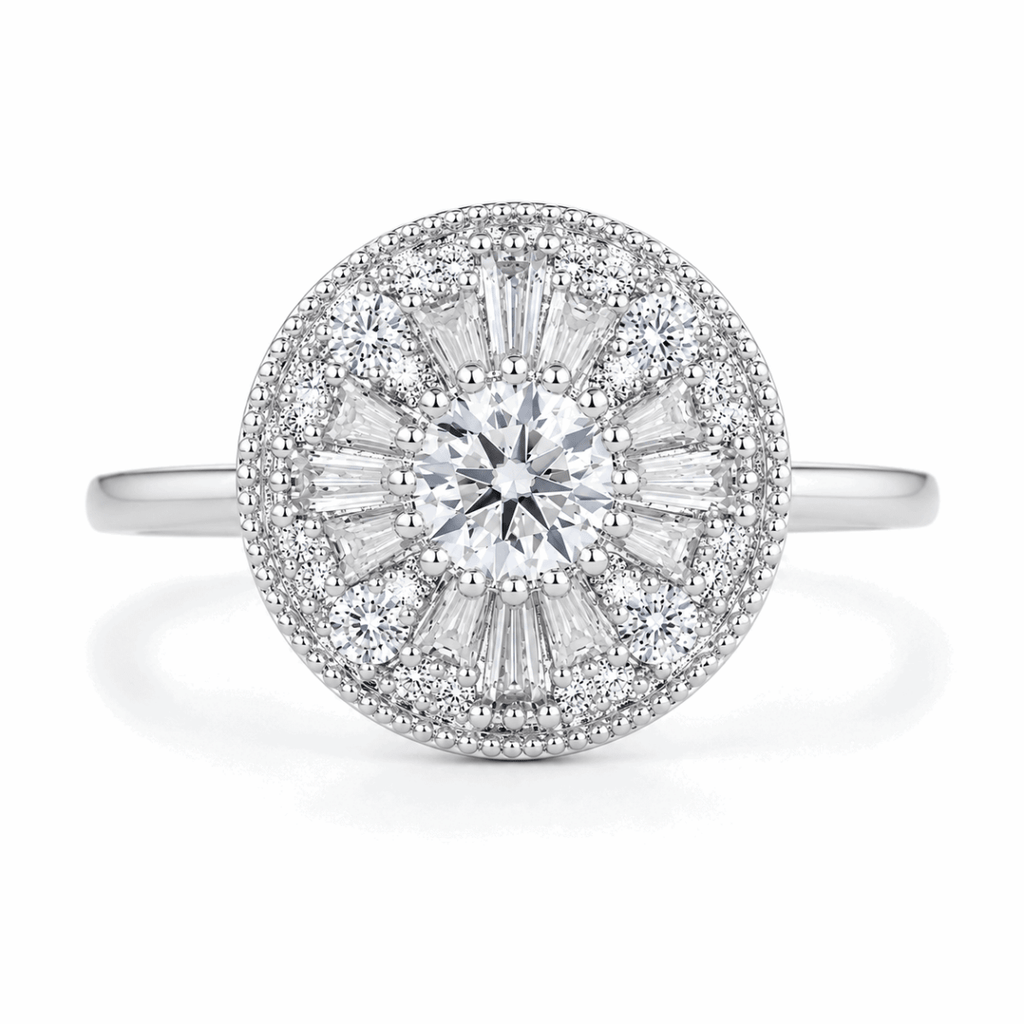 Luxury Moissanite Halo Ring – S925 Sterling Silver Round Cut D Color VVS1 Engagement Ring for Women - Velshara store