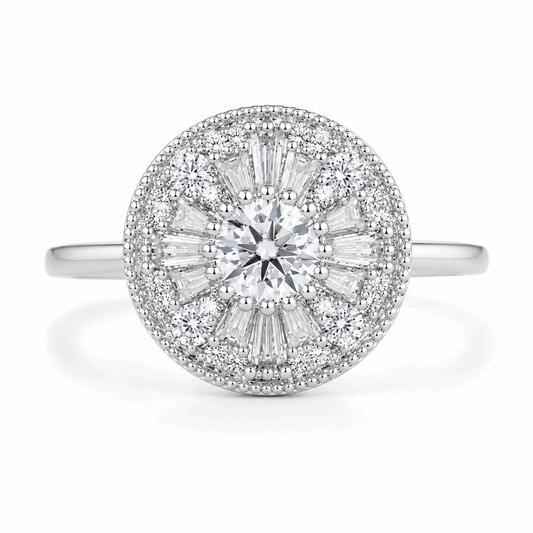 Luxury Moissanite Halo Ring – S925 Sterling Silver Round Cut D Color VVS1 Engagement Ring for Women - Velshara store