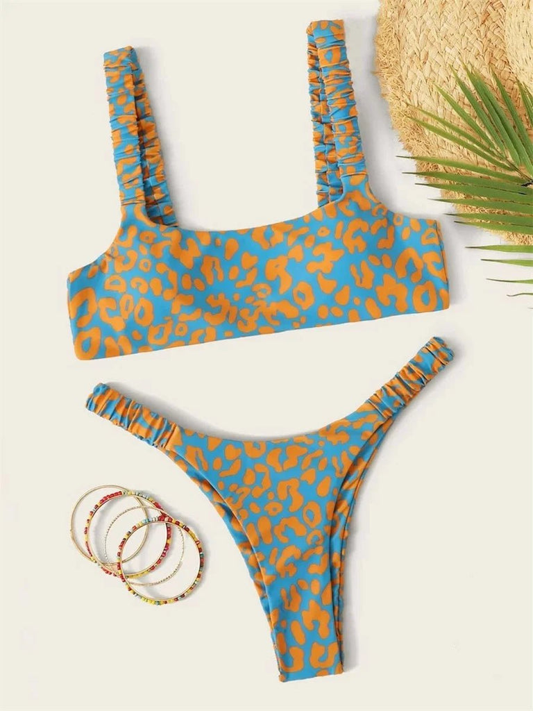 Orange Leopard Bikini Set for Women – Two Piece Swimwear - Velshara store