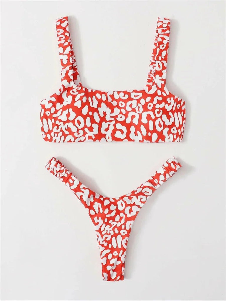 Orange Leopard Bikini Set for Women – Two Piece Swimwear - Velshara store