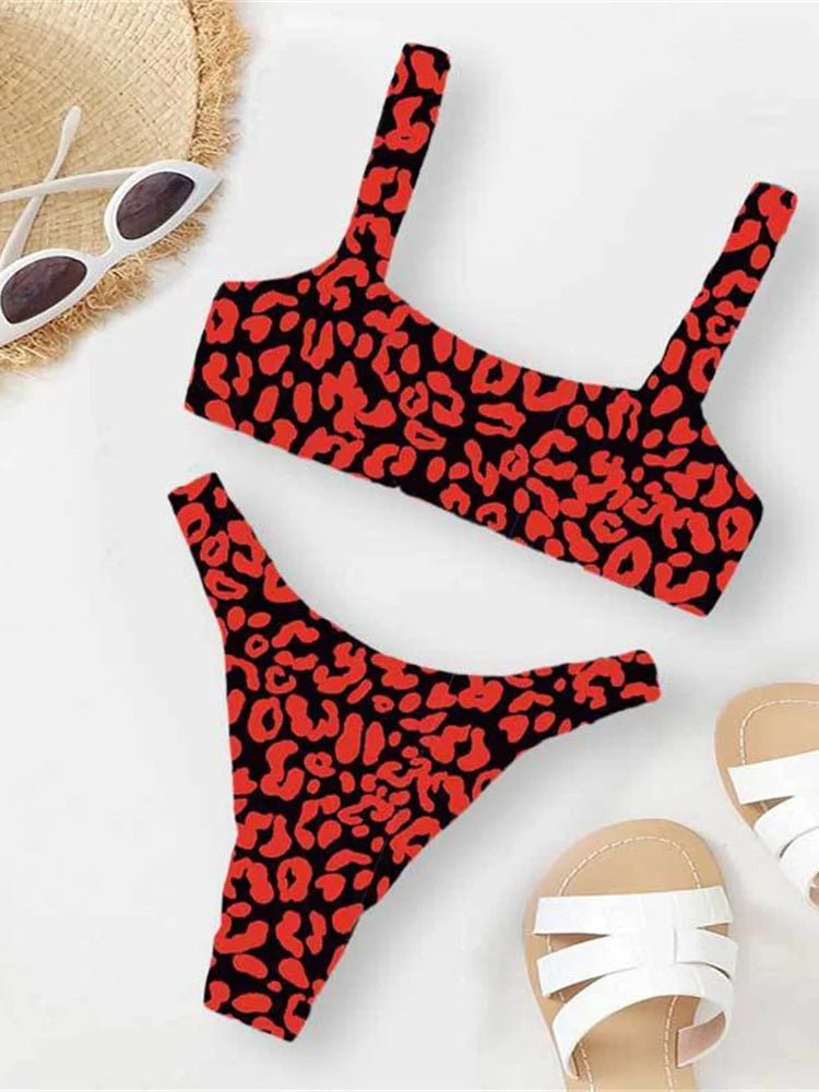 Orange Leopard Bikini Set for Women – Two Piece Swimwear - Velshara store