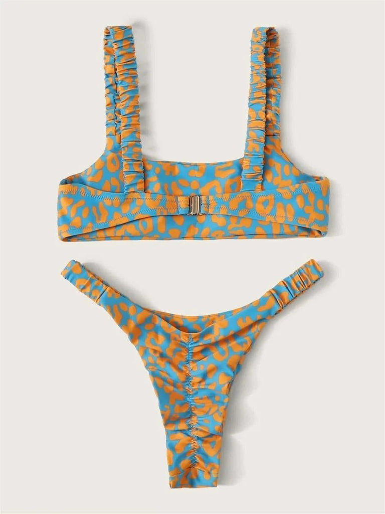 Orange Leopard Bikini Set for Women – Two Piece Swimwear - Velshara store