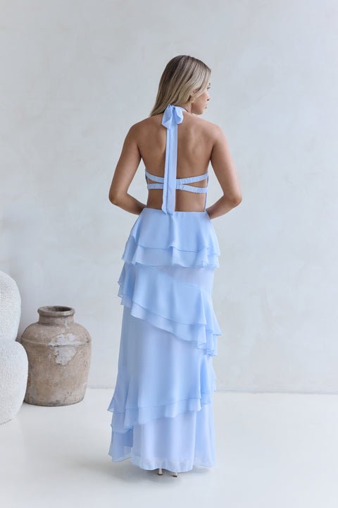 Path Of Fate Halter Maxi Dress Blue - Velshara store