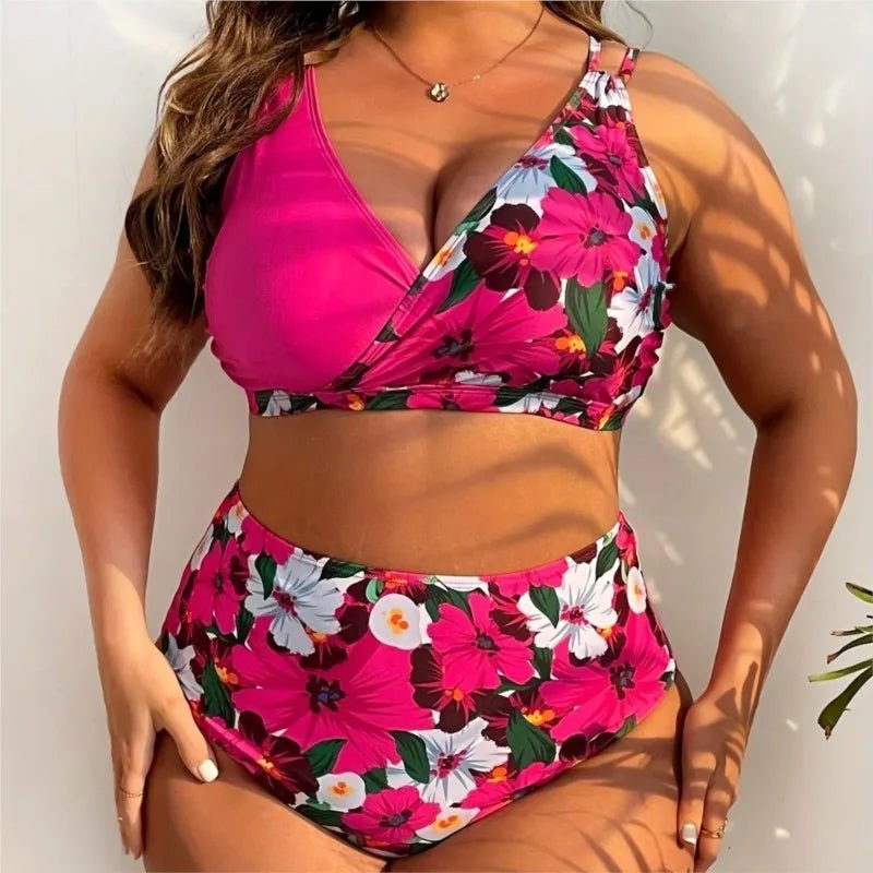 Plus Size High Waist Bikini Set – Tummy Control Swimwear Up to 5XL - Velshara store