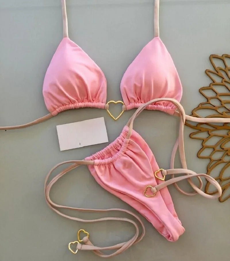 Red Brazilian Bikini Set for Women – Tie Side Two Piece Swimsuit - Velshara store