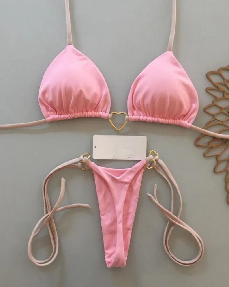 Red Brazilian Bikini Set for Women – Tie Side Two Piece Swimsuit - Velshara store