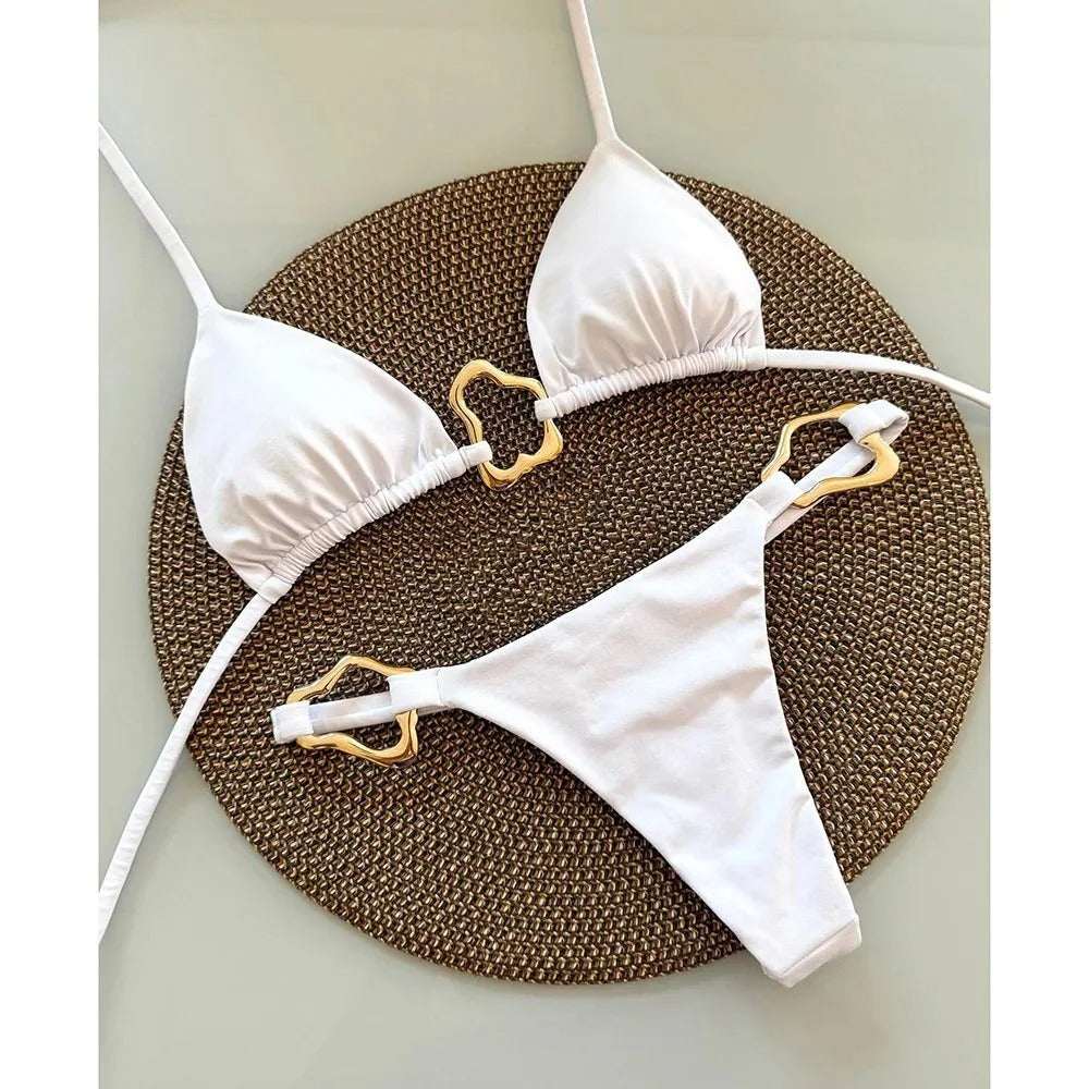 Red Heart Detail Bikini Set for Women – Tie Side Triangle Swimsuit - Velshara store