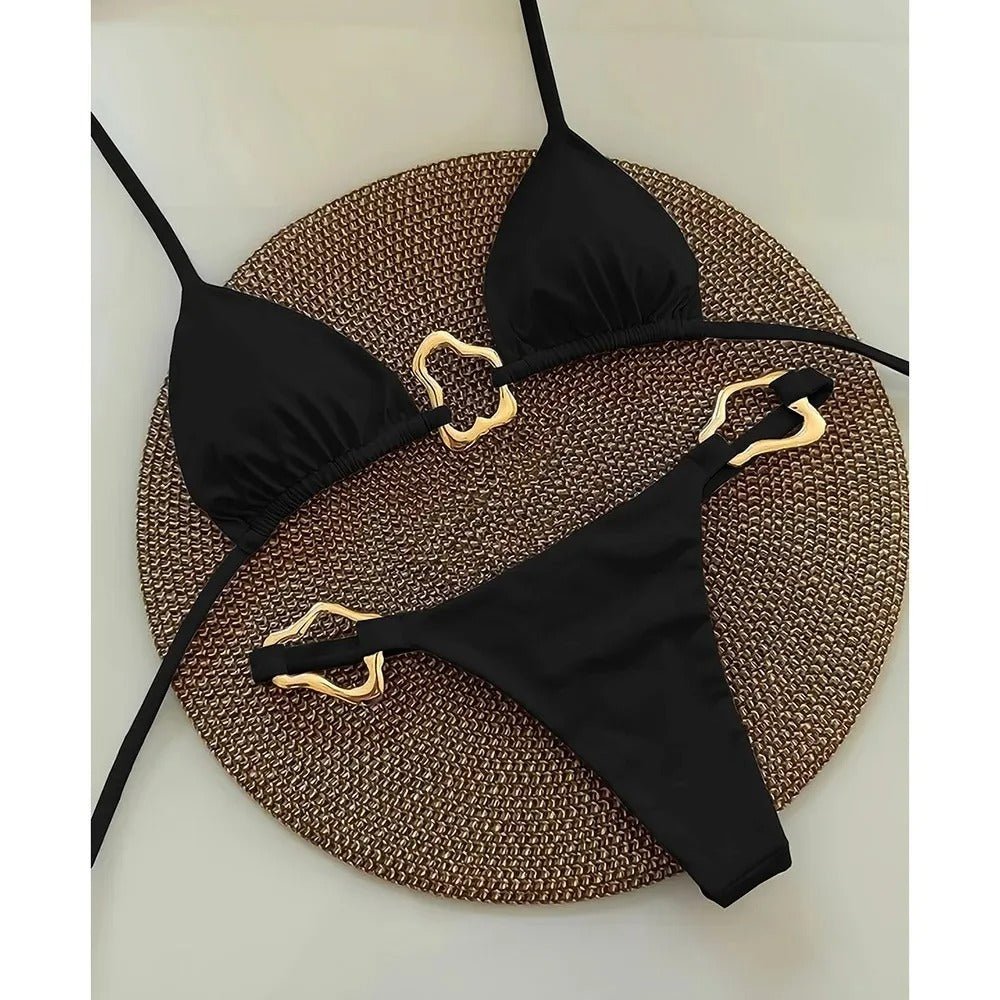 Red Heart Detail Bikini Set for Women – Tie Side Triangle Swimsuit - Velshara store