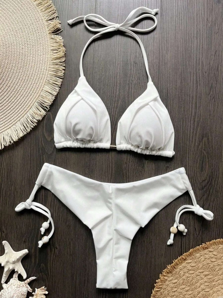 Summer Triangle Swimsuit Set – Blue & Green Beachwear - Velshara store
