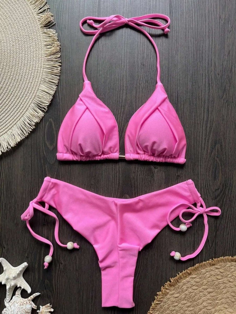 Summer Triangle Swimsuit Set – Blue & Green Beachwear - Velshara store