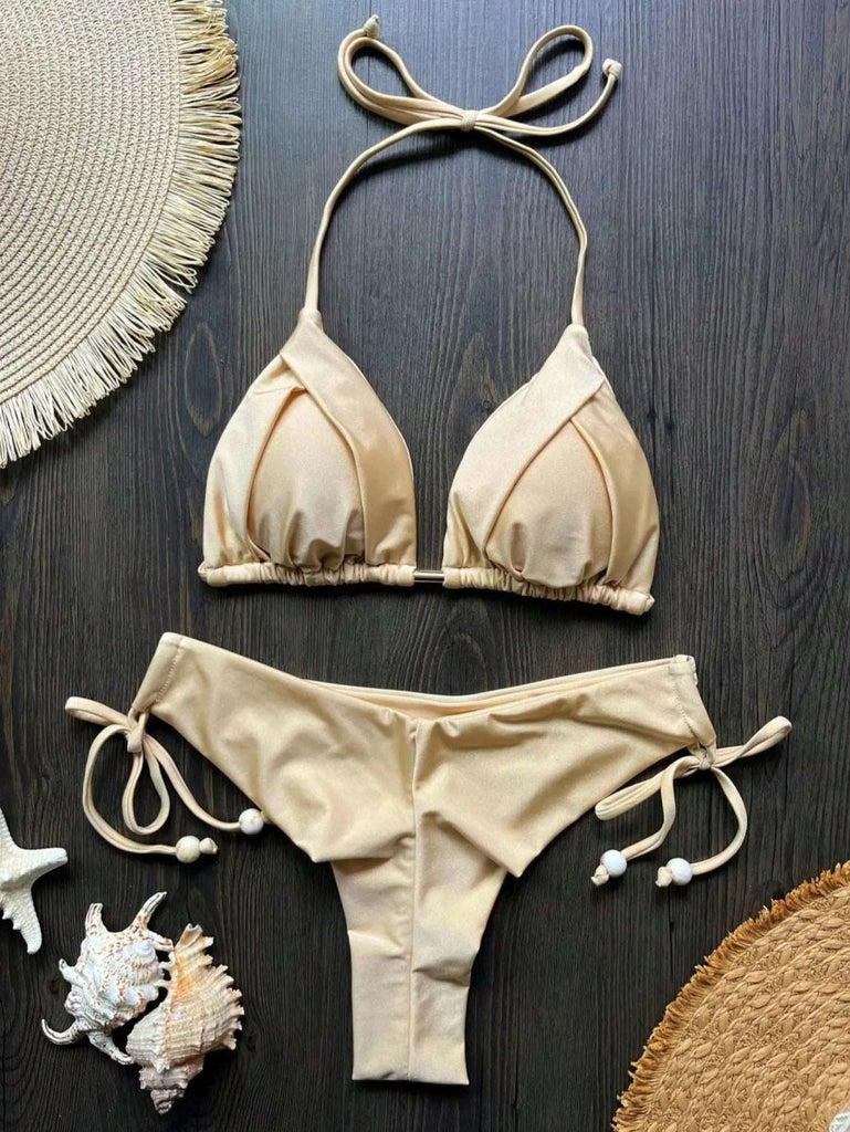 Summer Triangle Swimsuit Set – Blue & Green Beachwear - Velshara store