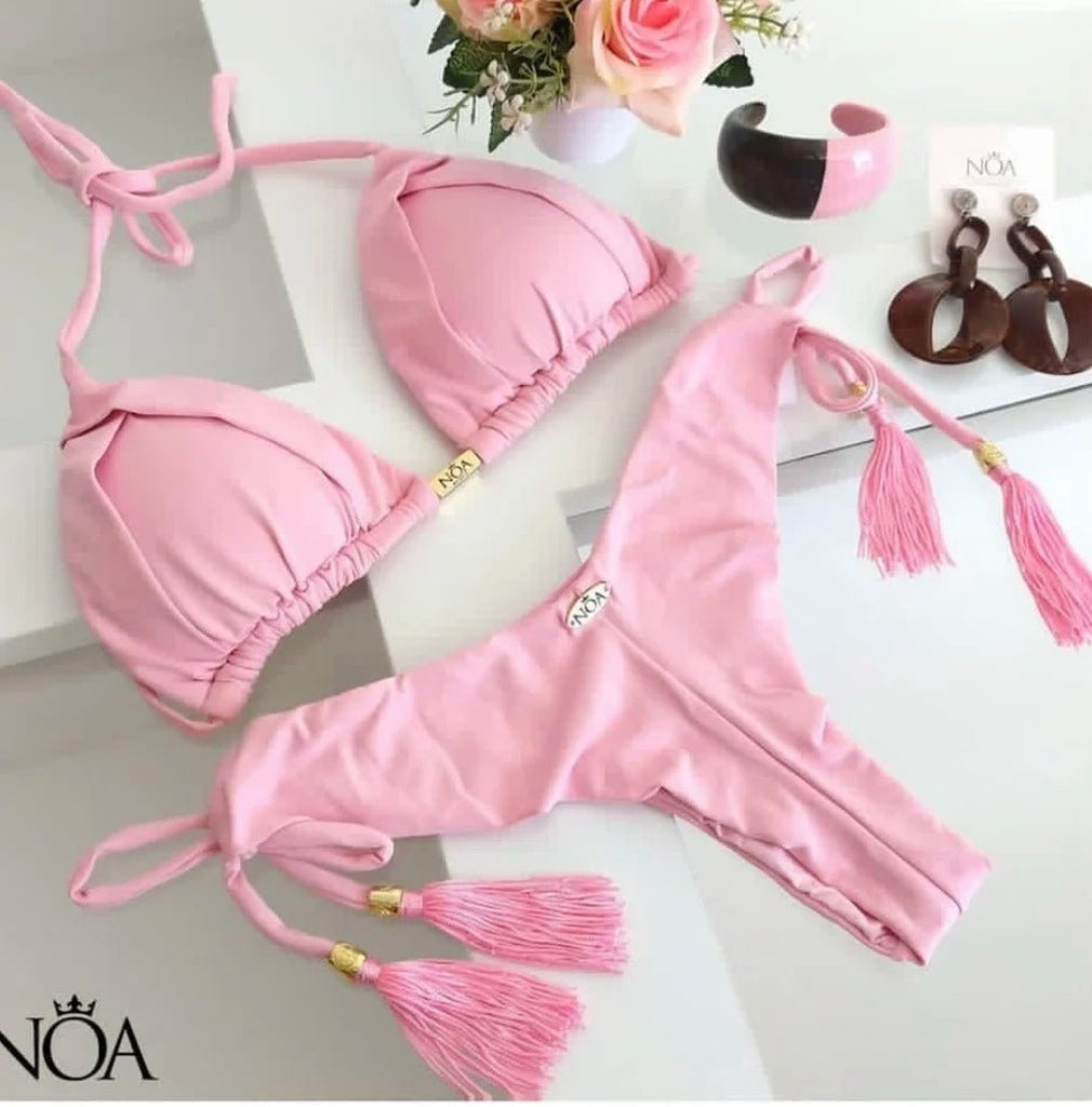 Summer Triangle Swimsuit Set – Blue & Green Beachwear - Velshara store