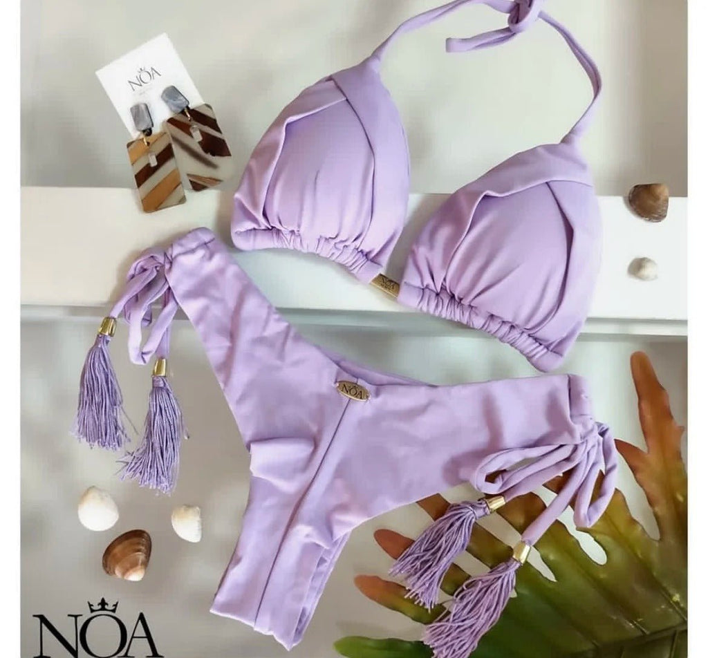 Summer Triangle Swimsuit Set – Blue & Green Beachwear - Velshara store