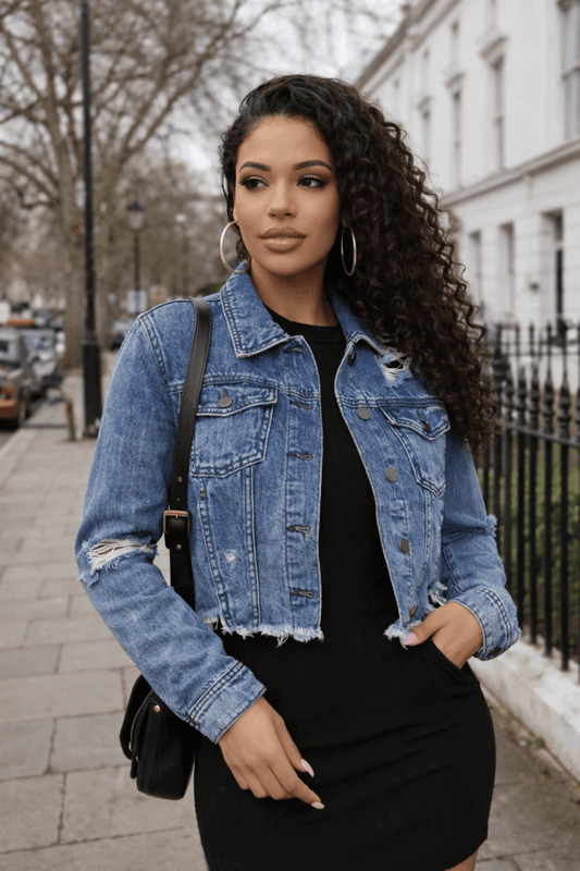 Women Cropped Denim Jacket – Vintage Y2K Spring Street Style Jacket - Velshara store