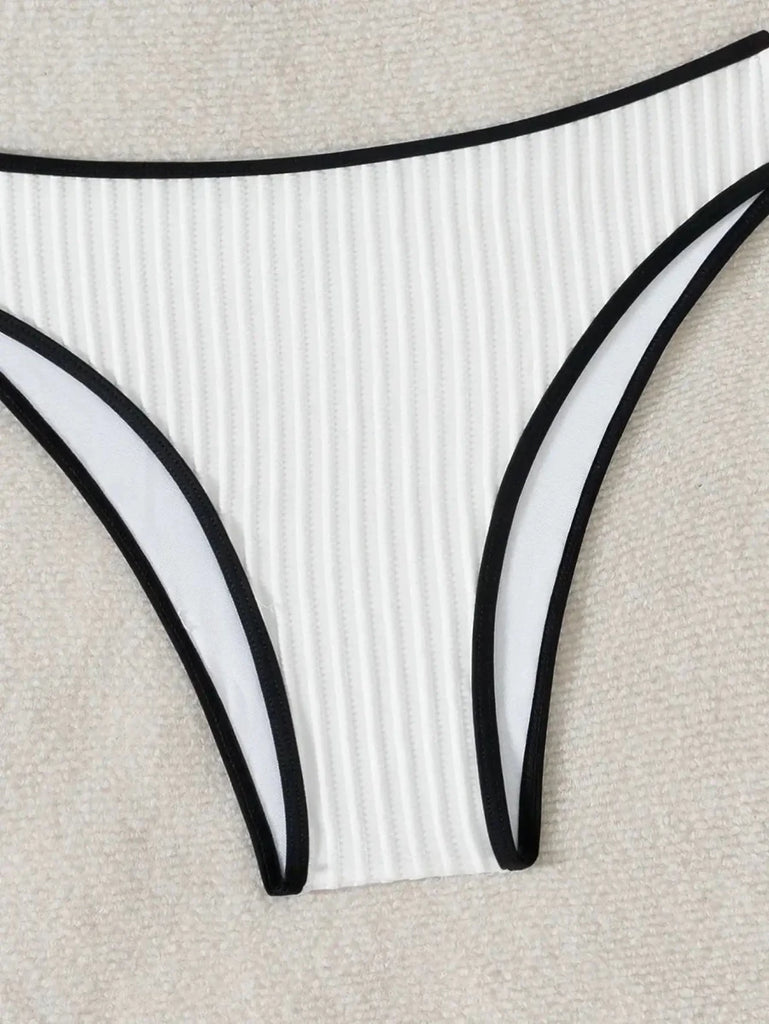 Women’s Bandeau Bikini Set – Ribbed High Rise with Contrast Trim - Velshara store