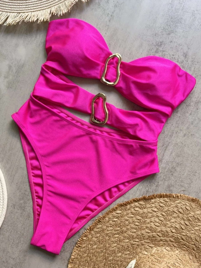 Women’s Bandeau One Piece Swimsuit – Cut Out Metal Ring Design - Velshara store