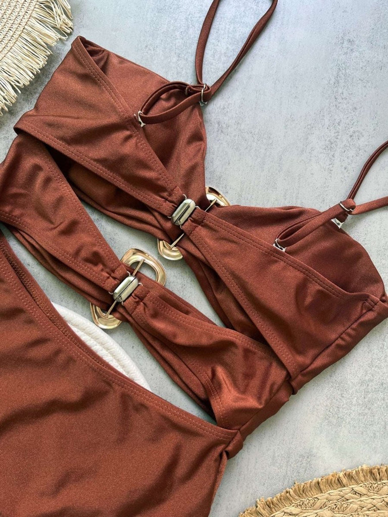 Women’s Bandeau One Piece Swimsuit – Cut Out Metal Ring Design - Velshara store