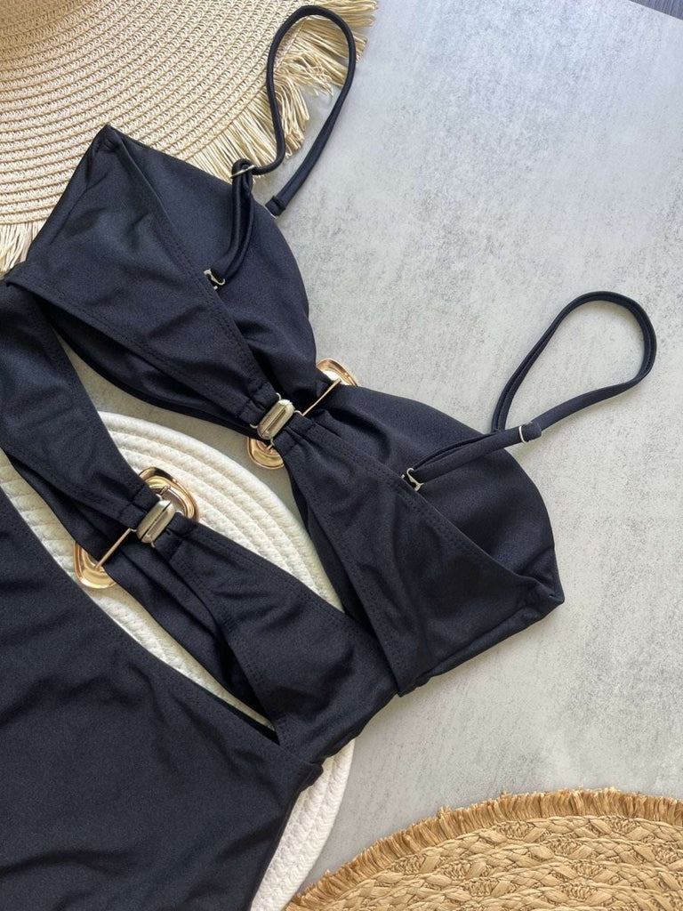 Women’s Bandeau One Piece Swimsuit – Cut Out Metal Ring Design - Velshara store