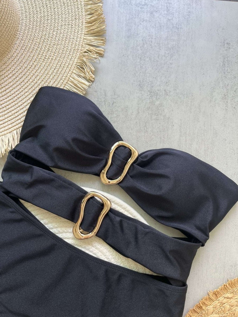 Women’s Bandeau One Piece Swimsuit – Cut Out Metal Ring Design - Velshara store