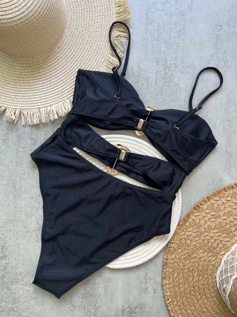 Women’s Bandeau One Piece Swimsuit – Cut Out Metal Ring Design - Velshara store