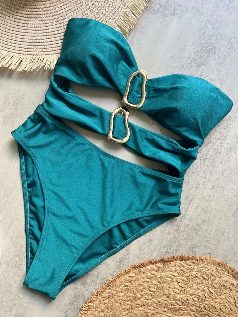 Women’s Bandeau One Piece Swimsuit – Cut Out Metal Ring Design - Velshara store