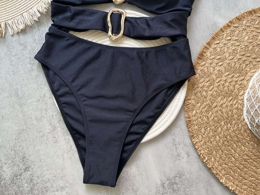 Women’s Bandeau One Piece Swimsuit – Cut Out Metal Ring Design - Velshara store