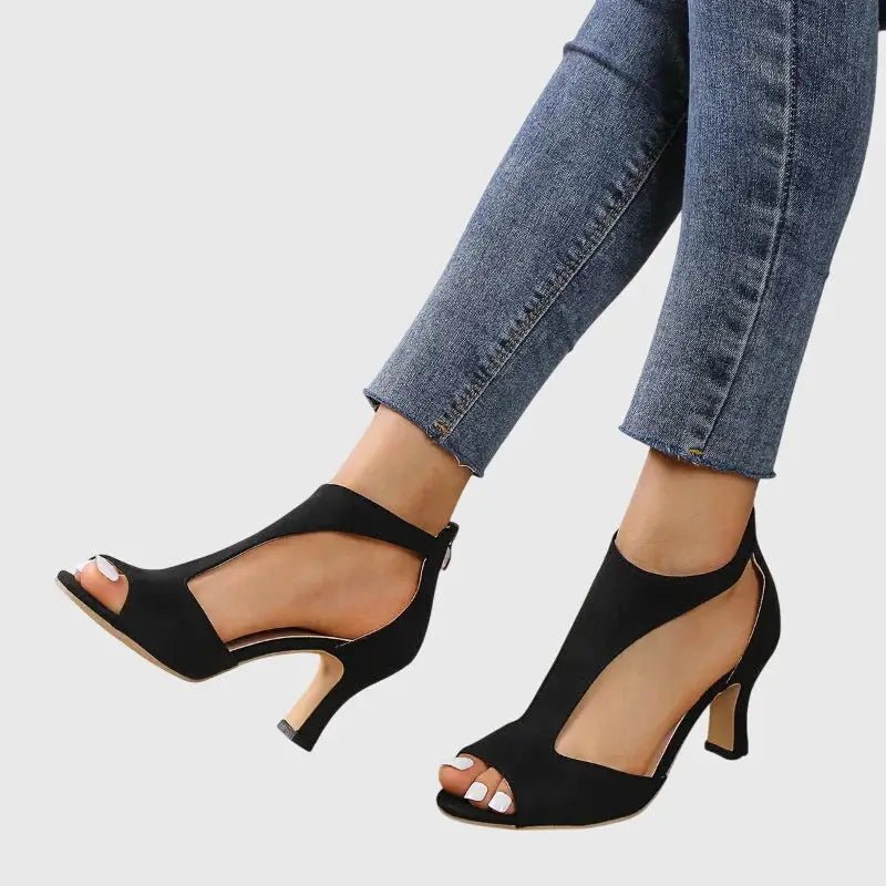 Women's Breathable Black Heels | Elegant Orthopedic Supportive Comfort Shoes - Velshara store