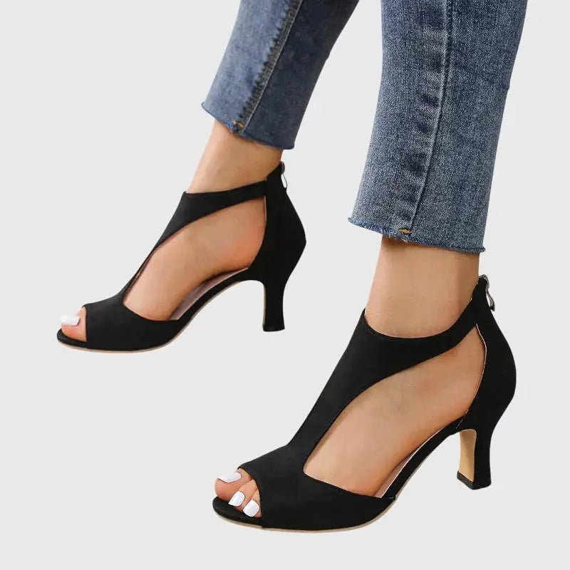 Women's Breathable Black Heels | Elegant Orthopedic Supportive Comfort Shoes - Velshara store