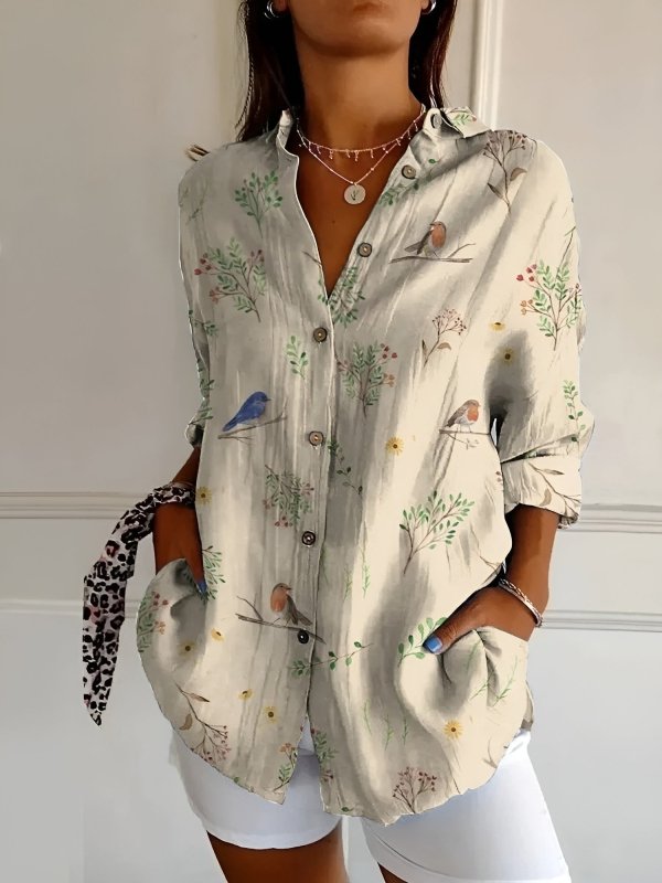 Women's Breathable Cotton Blouse | Elegant Long Sleeve Button - Down Top for All - Day Comfort - Velshara store