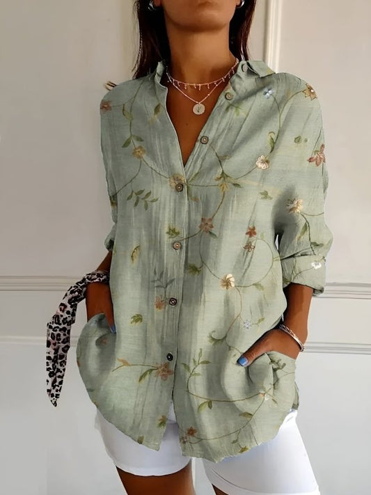 Women's Breathable Cotton Blouse | Elegant Long Sleeve Button - Down Top for All - Day Comfort - Velshara store