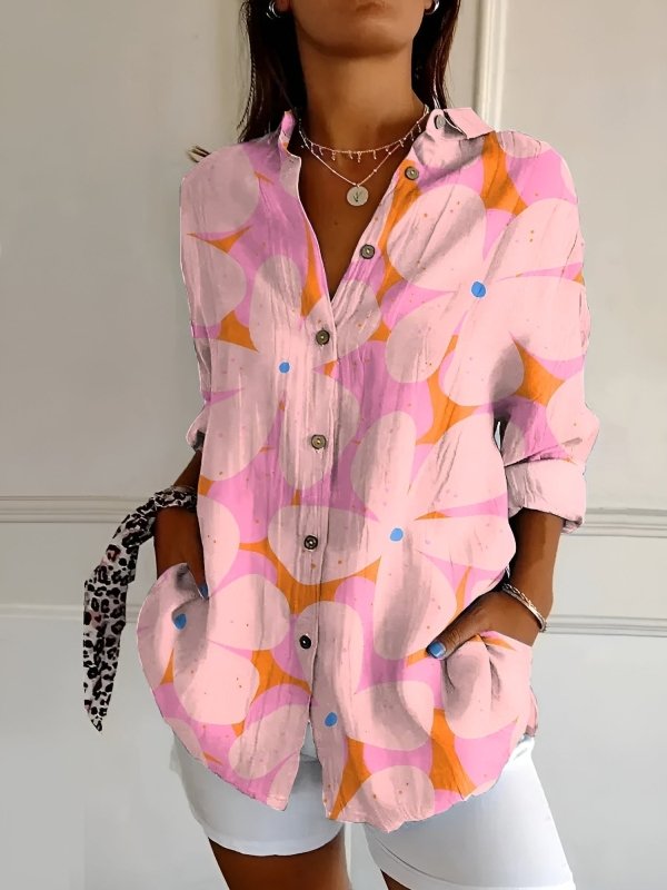 Women's Breathable Cotton Blouse | Elegant Long Sleeve Button - Down Top for All - Day Comfort - Velshara store
