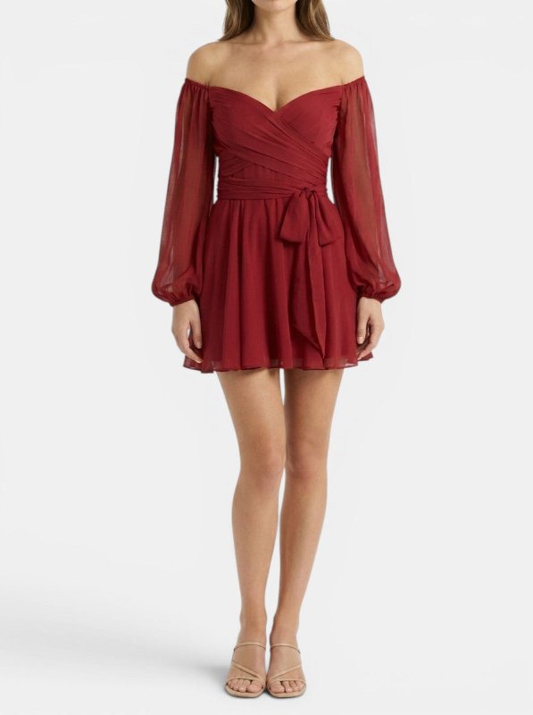 Women's Breathable Fabric Mini Dress | Elegant Wrap Summer Dress with Pleated Skirt - Velshara store