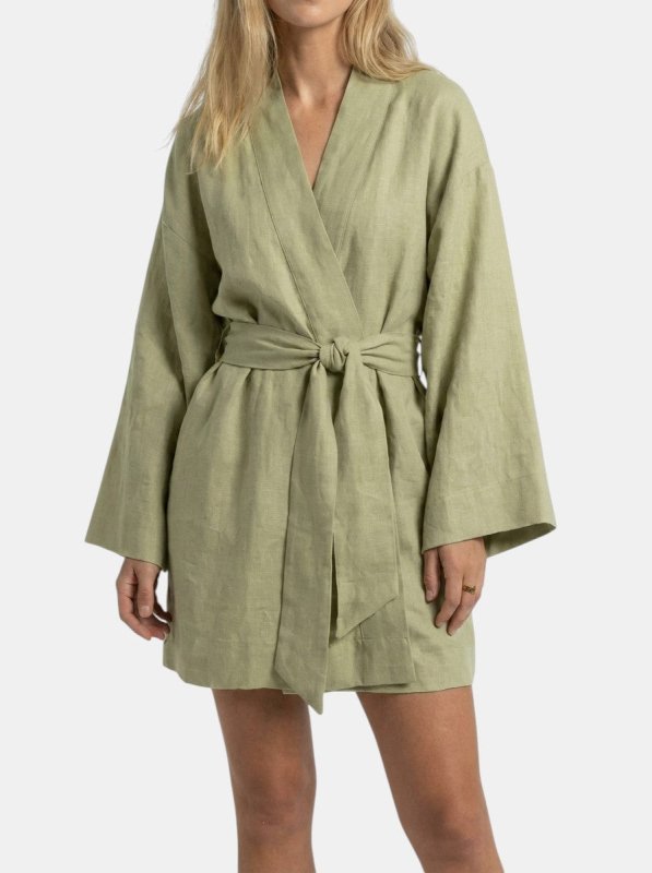 Women's Breathable Linen Kimono Dress | Airy Bohemian Summer Outfit - Velshara store